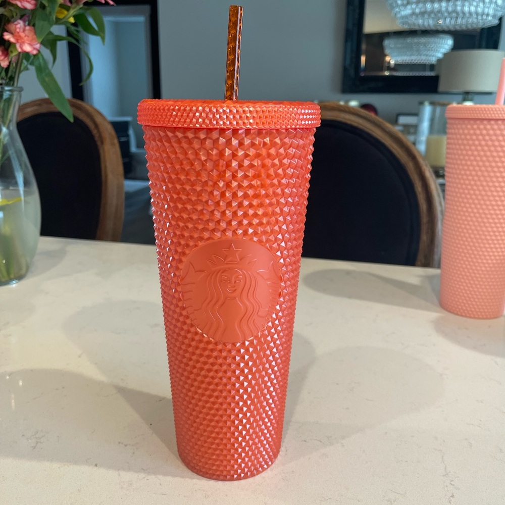 Starbucks orange metallic studded tumbler